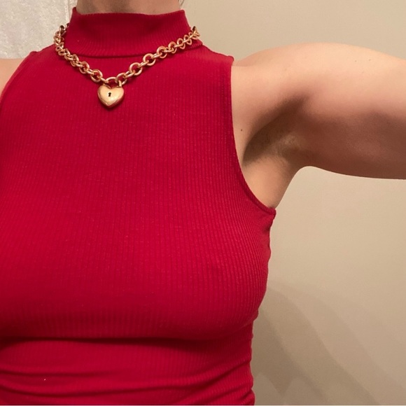 Necklace Rose Gold Chunky Chain Heart Pendant Locket Italy Statement Choker - Picture 3 of 7